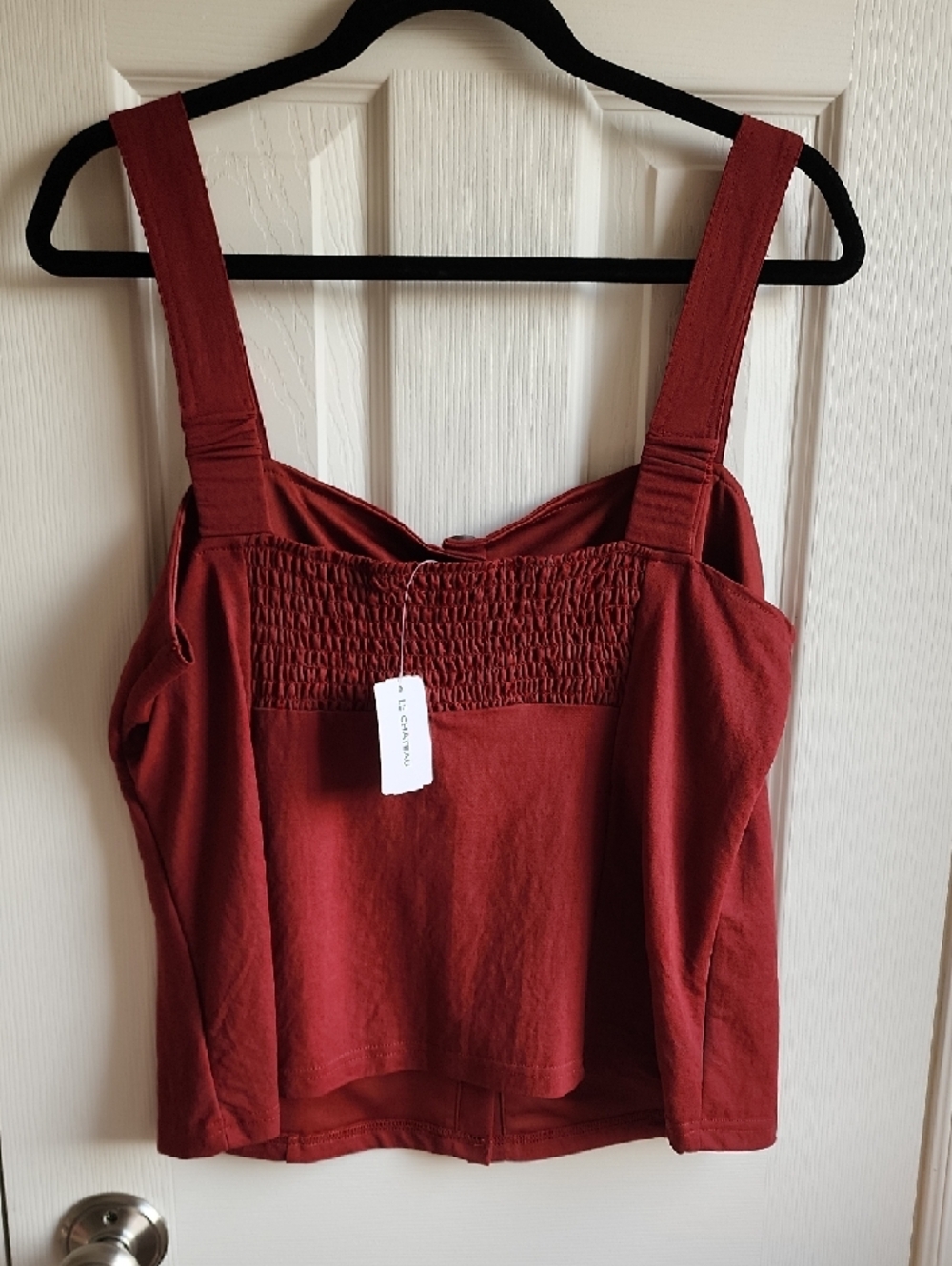 le chateau Rust Red Button-Front Square-Neck Tank XL - Picture 4 of 6